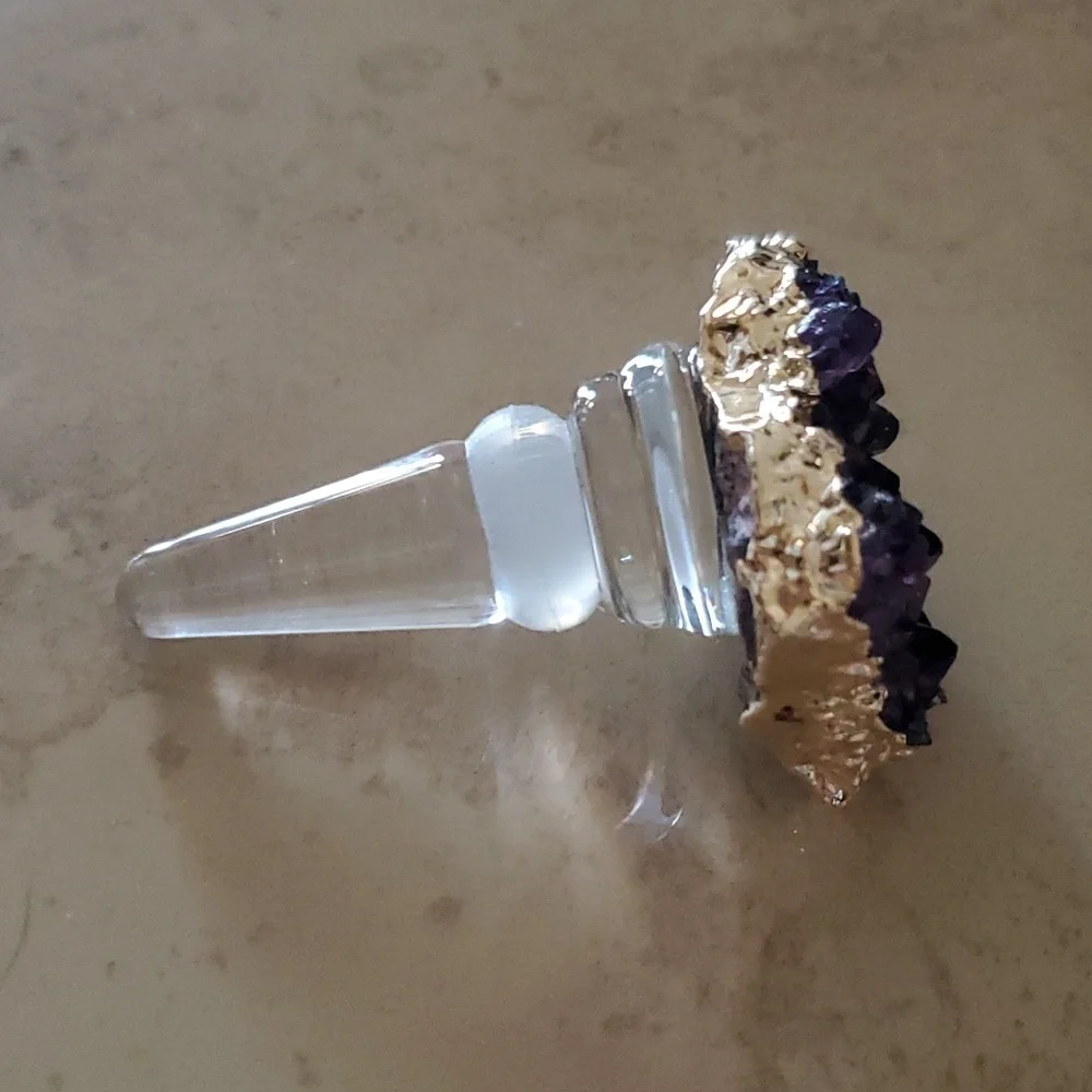 Genuine Amethyst Crystal Bottle Stopper nwot